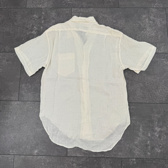 Vintage Ralph Lauren Linen Button Down Shirt Short Sleeve Cream Women Size 8 - Picture 4 of 7